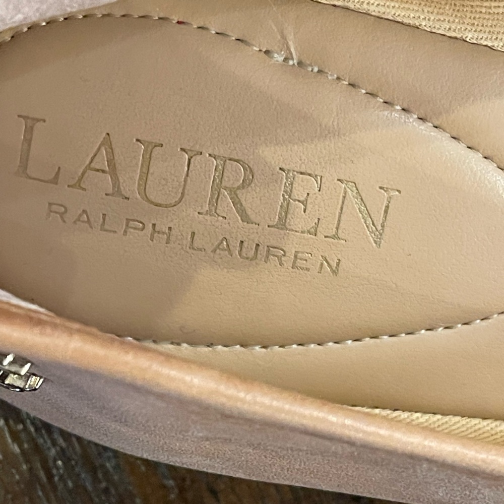 Ralph Lauren Jayna natural colored leather ballet flats with bow - Picture 8 of 11